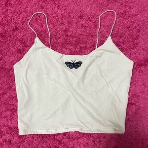 Garage Butterfly White Cropped Tank